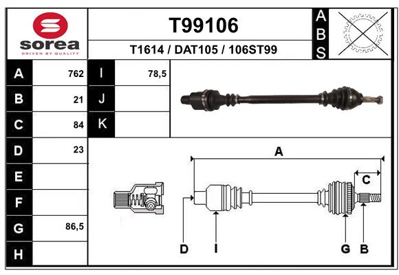 EAI T99106 Hnací hriadeľ