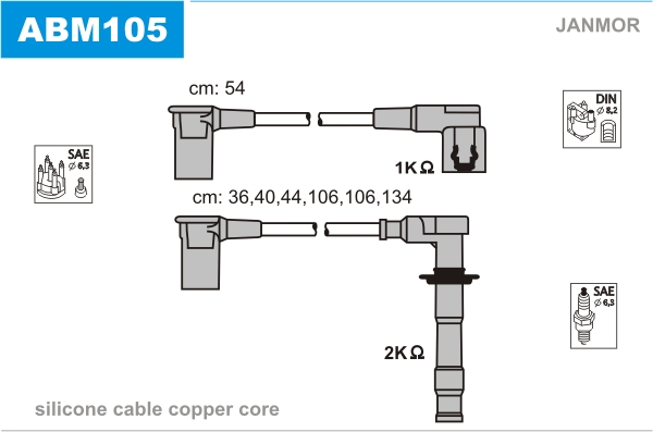 JANMOR ABM105 Kit cavi accensione