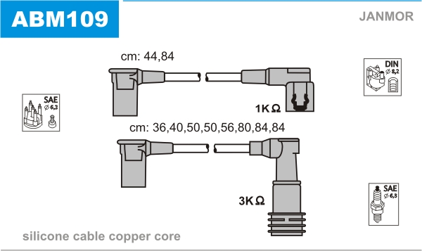 JANMOR ABM109 Kit cavi accensione