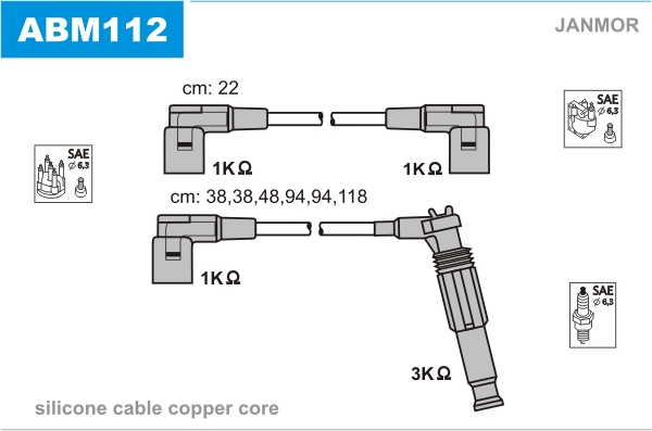 JANMOR ABM112 Kit cavi accensione