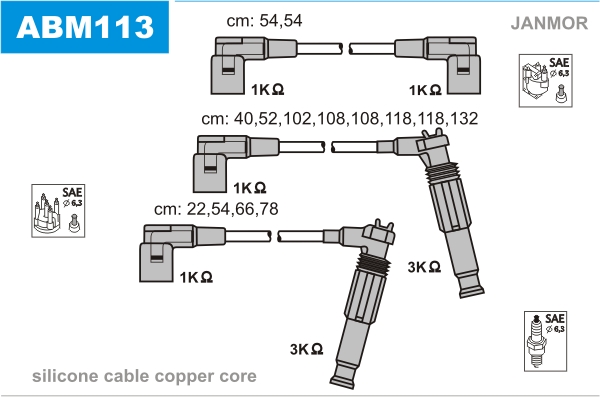 JANMOR ABM113 Kit cavi accensione-Kit cavi accensione-Ricambi Euro