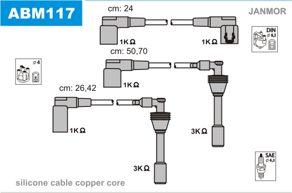 JANMOR ABM117 Kit cavi accensione