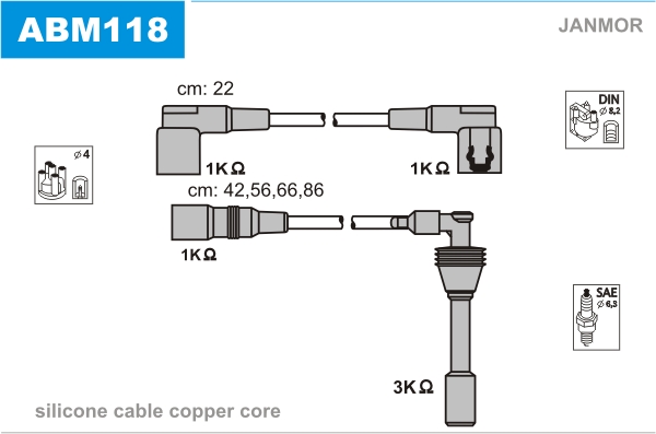 JANMOR ABM118 Kit cavi accensione-Kit cavi accensione-Ricambi Euro