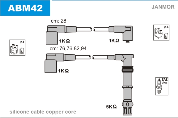 JANMOR ABM42 Kit cavi accensione-Kit cavi accensione-Ricambi Euro