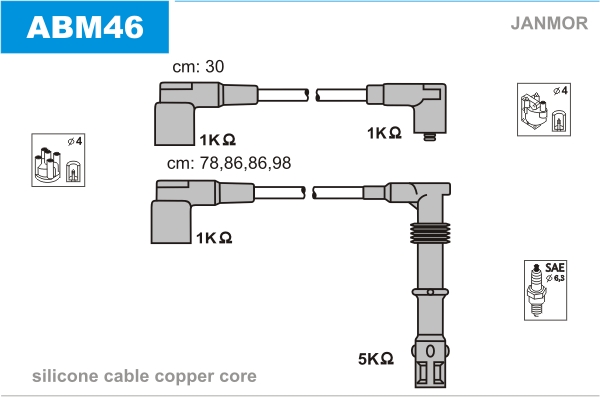 JANMOR ABM46 Kit cavi accensione