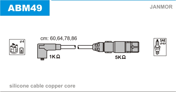 JANMOR ABM49 Kit cavi accensione-Kit cavi accensione-Ricambi Euro