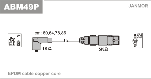 JANMOR ABM49P Kit cavi accensione-Kit cavi accensione-Ricambi Euro