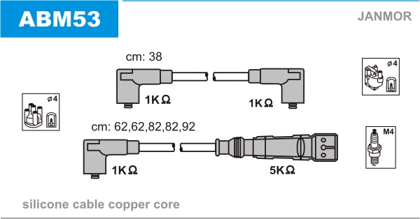 JANMOR ABM53 Kit cavi accensione-Kit cavi accensione-Ricambi Euro