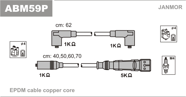 JANMOR ABM59P Kit cavi accensione-Kit cavi accensione-Ricambi Euro