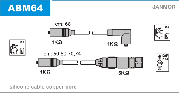 JANMOR ABM64 Kit cavi accensione