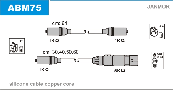 JANMOR ABM75 Kit cavi accensione