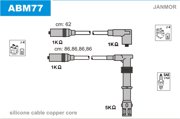 JANMOR ABM77 Kit cavi accensione-Kit cavi accensione-Ricambi Euro