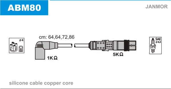 JANMOR ABM80 Kit cavi accensione-Kit cavi accensione-Ricambi Euro