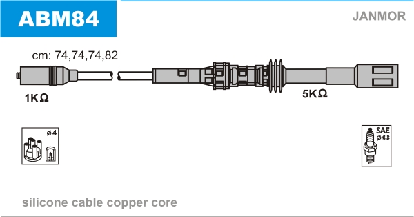 JANMOR ABM84 Kit cavi accensione-Kit cavi accensione-Ricambi Euro