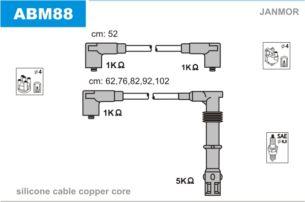 JANMOR ABM88 Kit cavi accensione-Kit cavi accensione-Ricambi Euro