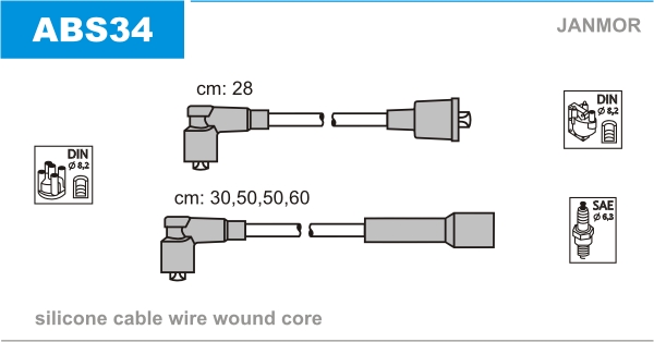 JANMOR ABS34 Kit cavi accensione