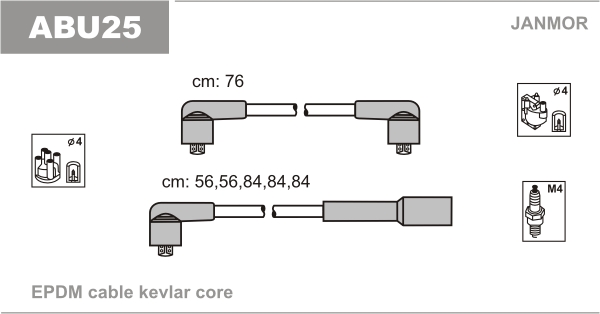 JANMOR ABU25 Kit cavi accensione-Kit cavi accensione-Ricambi Euro