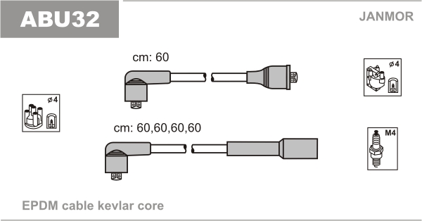 JANMOR ABU32 Kit cavi accensione-Kit cavi accensione-Ricambi Euro