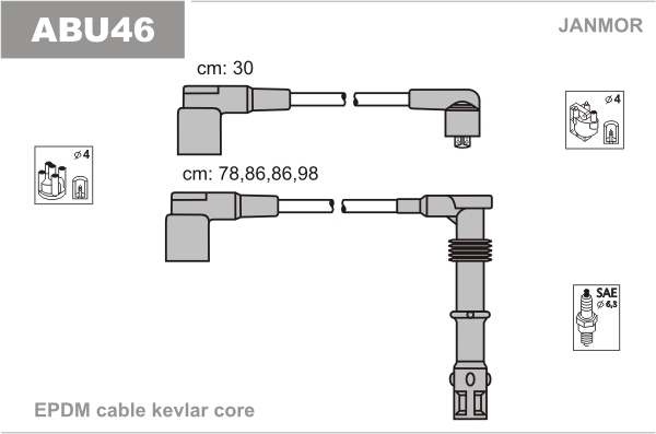 JANMOR ABU46 Kit cavi accensione-Kit cavi accensione-Ricambi Euro