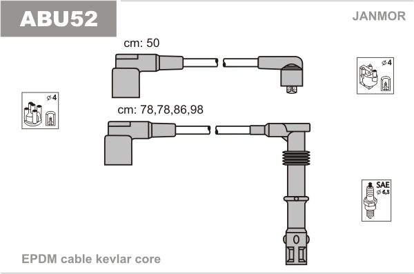 JANMOR ABU52 Kit cavi accensione-Kit cavi accensione-Ricambi Euro