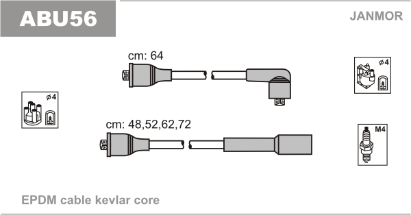 JANMOR ABU56 Kit cavi accensione-Kit cavi accensione-Ricambi Euro