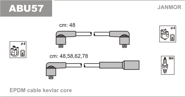 JANMOR ABU57 Kit cavi accensione-Kit cavi accensione-Ricambi Euro