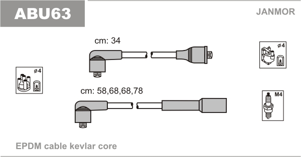 JANMOR ABU63 Kit cavi accensione-Kit cavi accensione-Ricambi Euro