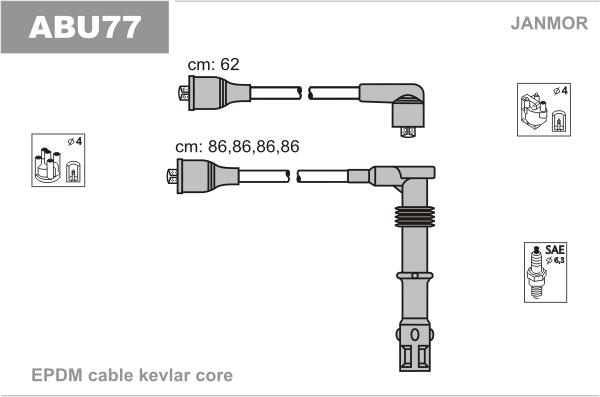 JANMOR ABU77 Kit cavi accensione-Kit cavi accensione-Ricambi Euro