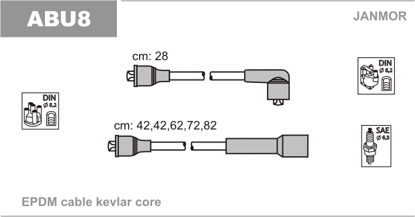 JANMOR ABU8 Kit cavi accensione-Kit cavi accensione-Ricambi Euro