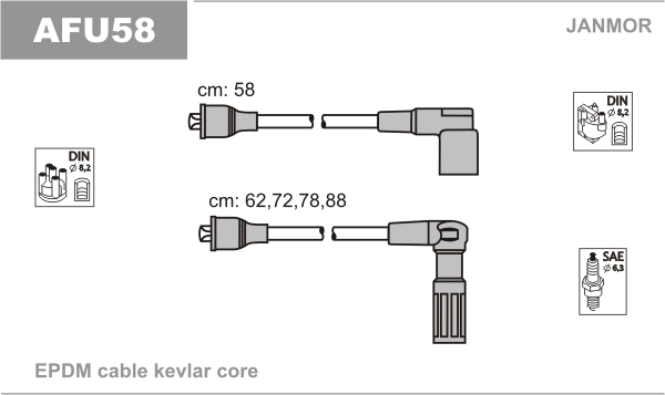 JANMOR AFU58 Kit cavi accensione-Kit cavi accensione-Ricambi Euro