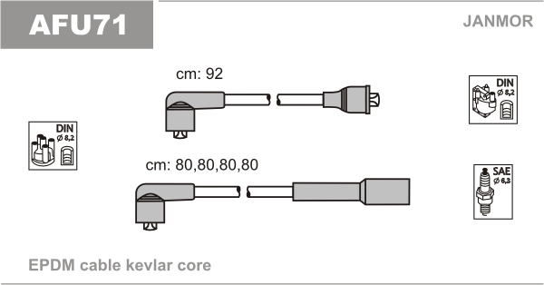 JANMOR AFU71 Kit cavi accensione-Kit cavi accensione-Ricambi Euro