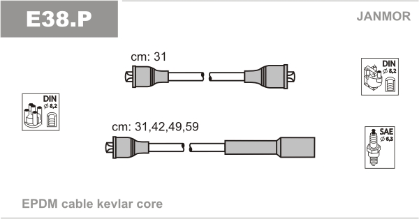 JANMOR E38.P Kit cavi accensione