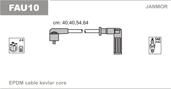 JANMOR FAU10 Kit cavi accensione-Kit cavi accensione-Ricambi Euro