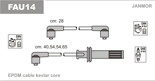 JANMOR FAU14 Kit cavi accensione-Kit cavi accensione-Ricambi Euro