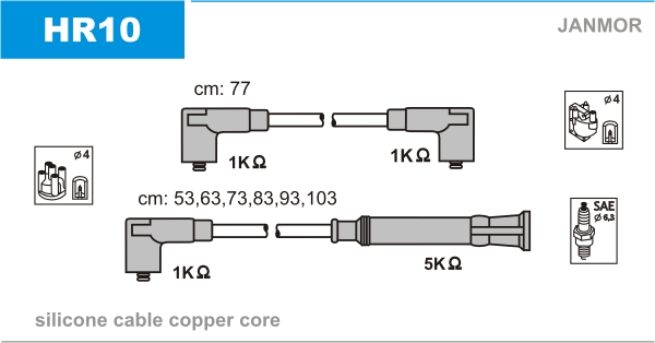 JANMOR HR10 Kit cavi accensione