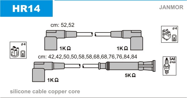 JANMOR HR14 Kit cavi accensione-Kit cavi accensione-Ricambi Euro