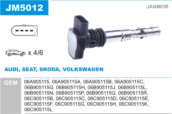 JANMOR JM5012 Bobina d'accensione