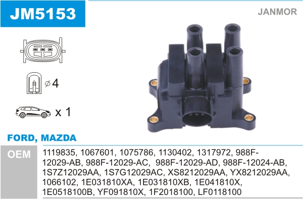 JANMOR JM5153 Bobina d'accensione-Bobina d'accensione-Ricambi Euro