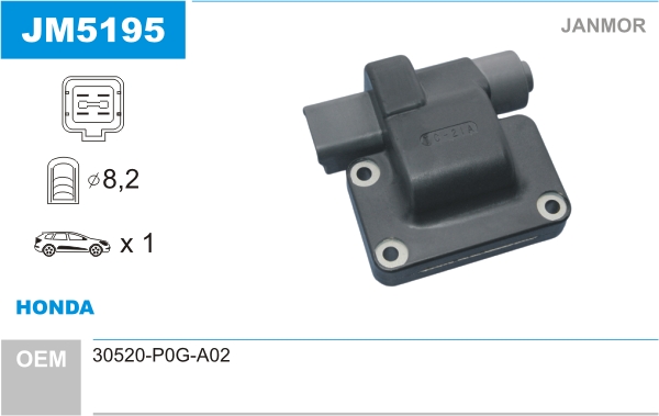 JANMOR JM5195 Bobina d'accensione-Bobina d'accensione-Ricambi Euro