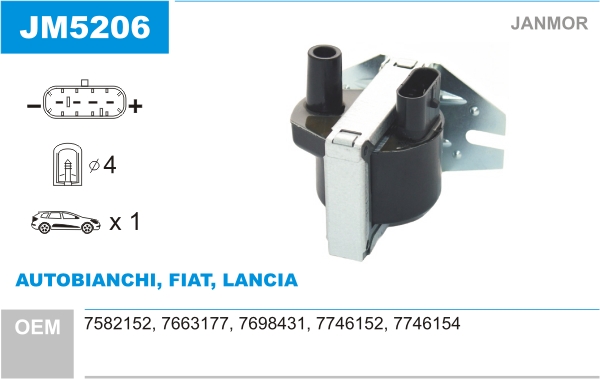 JANMOR JM5206 Bobina d'accensione-Bobina d'accensione-Ricambi Euro