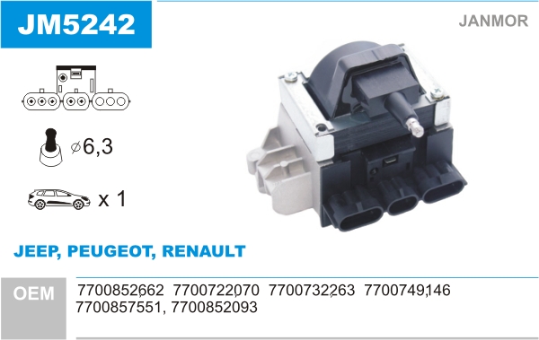 JANMOR JM5242 Bobina d'accensione-Bobina d'accensione-Ricambi Euro