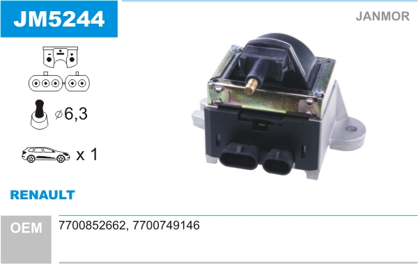 JANMOR JM5244 Bobina d'accensione-Bobina d'accensione-Ricambi Euro