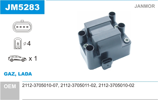 JANMOR JM5283 Bobina d'accensione-Bobina d'accensione-Ricambi Euro