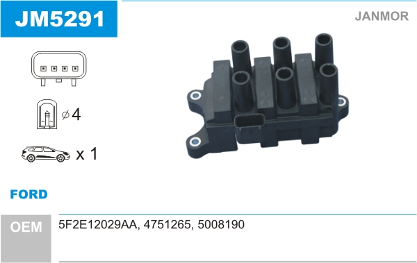 JANMOR JM5291 Bobina d'accensione