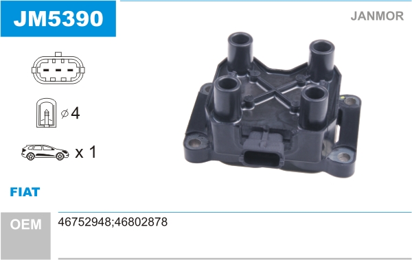 JANMOR JM5390 Bobina d'accensione-Bobina d'accensione-Ricambi Euro