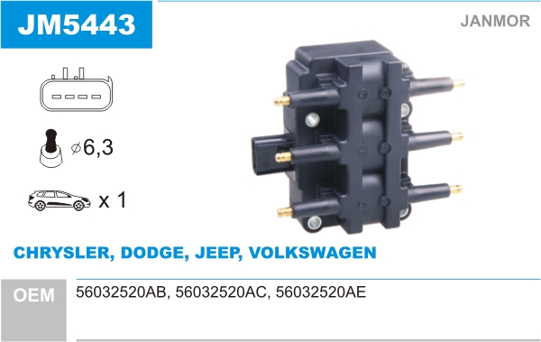 JANMOR JM5443 Bobina d'accensione-Bobina d'accensione-Ricambi Euro