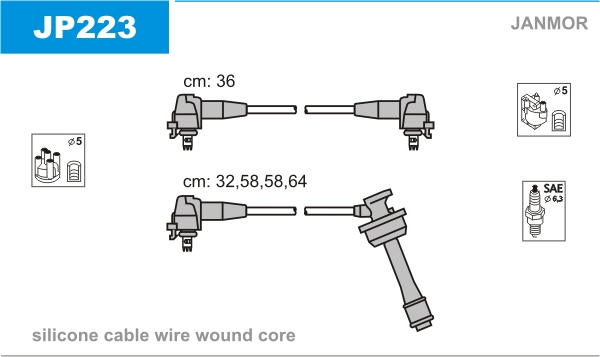 JANMOR JP223 Kit cavi accensione-Kit cavi accensione-Ricambi Euro