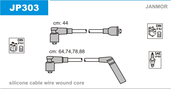 JANMOR JP303 Kit cavi accensione