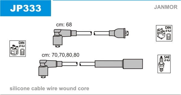 JANMOR JP333 Kit cavi accensione