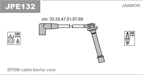 JANMOR JPE132 Kit cavi accensione-Kit cavi accensione-Ricambi Euro